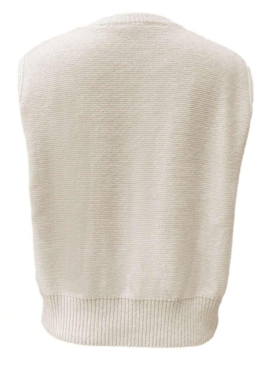Beżowy sweter okrągły dekolt 