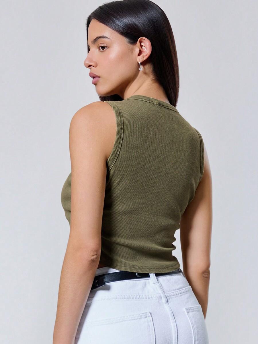 KHAKI TOP MARSZCZENIA