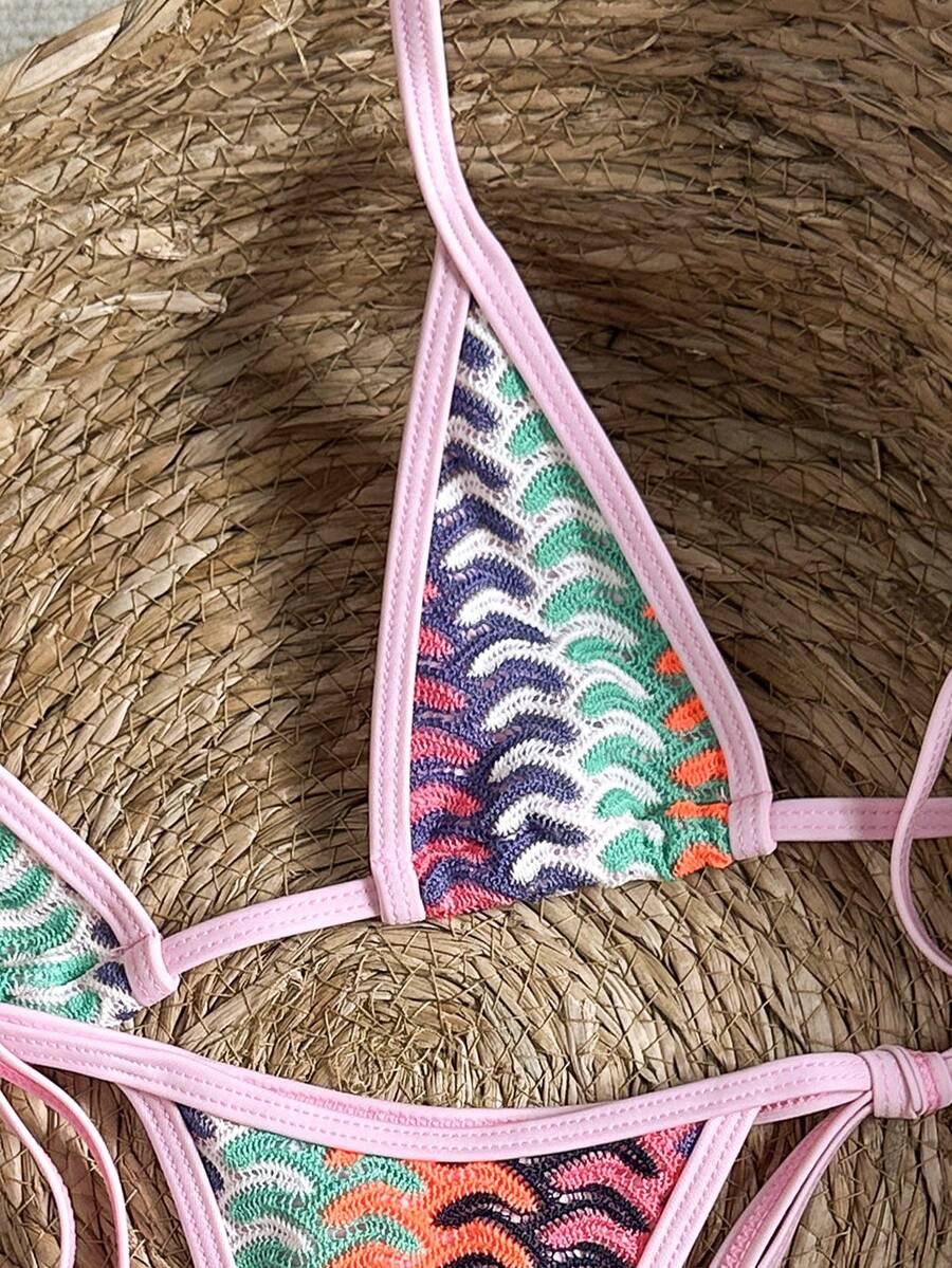 dwuczęściowy strój kąpielowy bikini koronka
