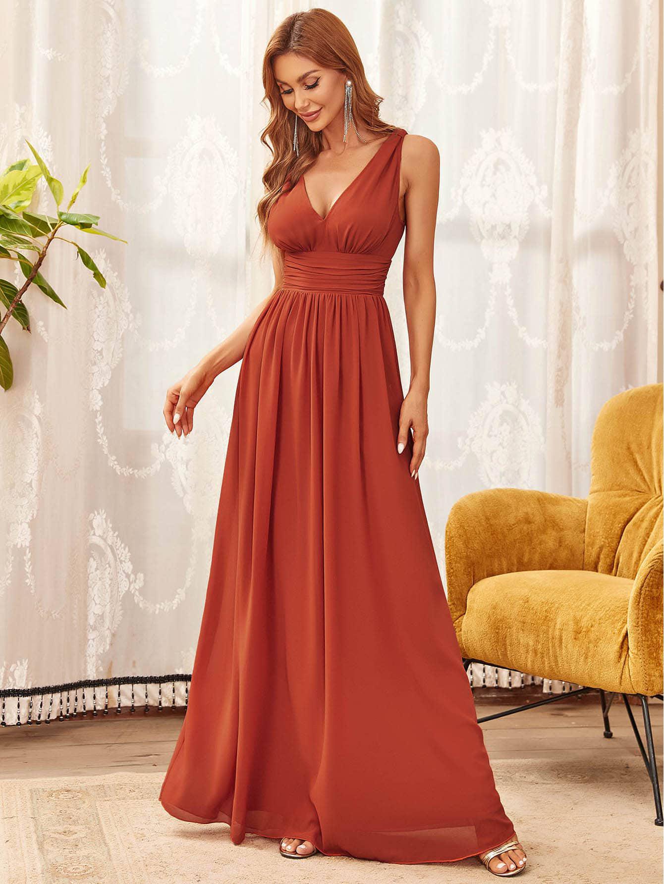 SZYFONOWA SUKIENKA MAXI V-NECK