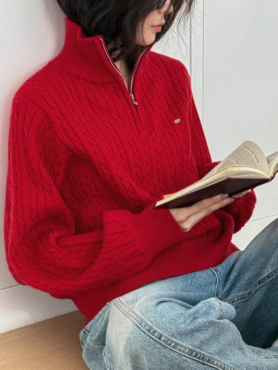 CZERWONY SWETER STÓJKA 