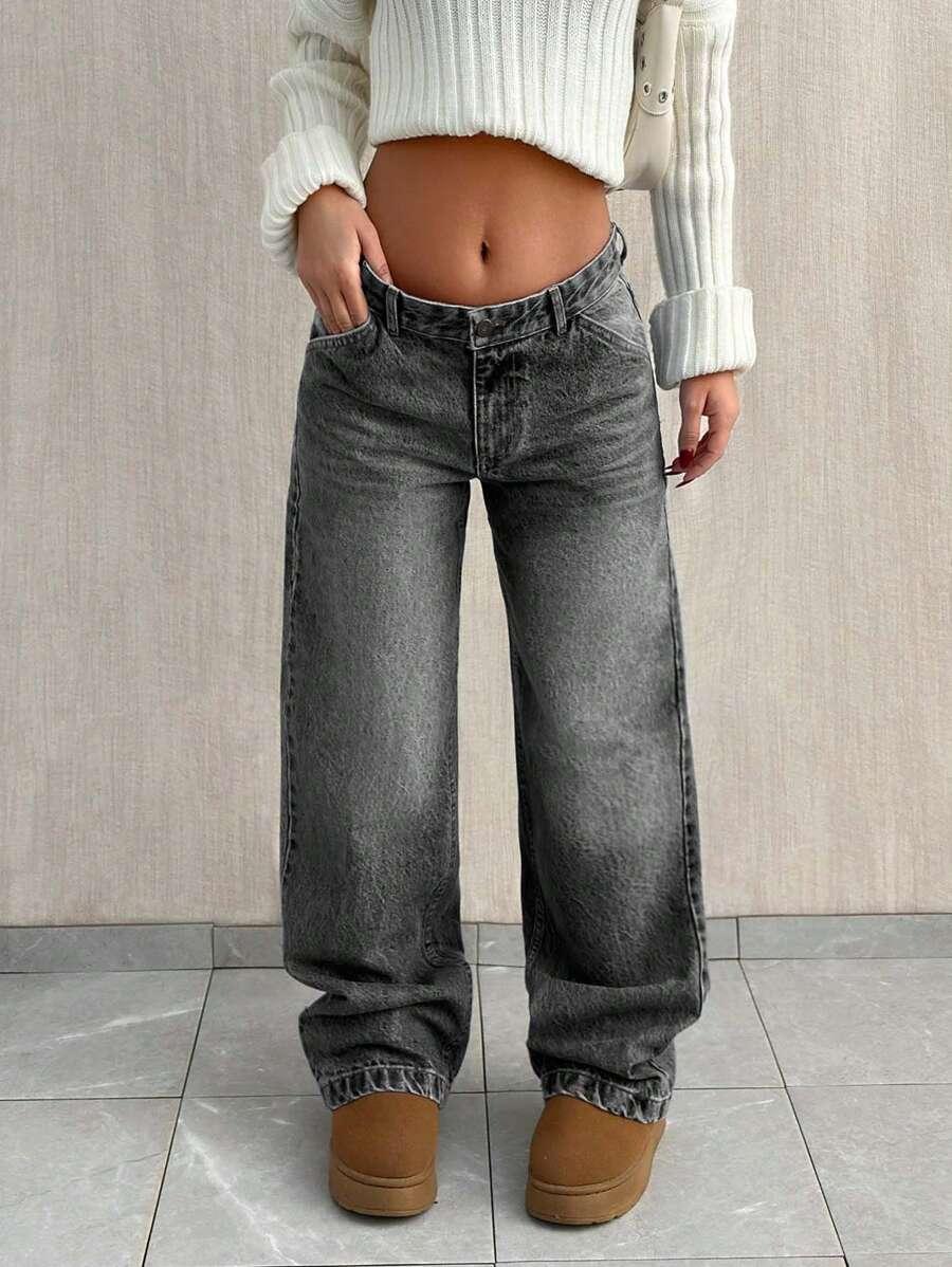 szare SPODNIE JEANS 