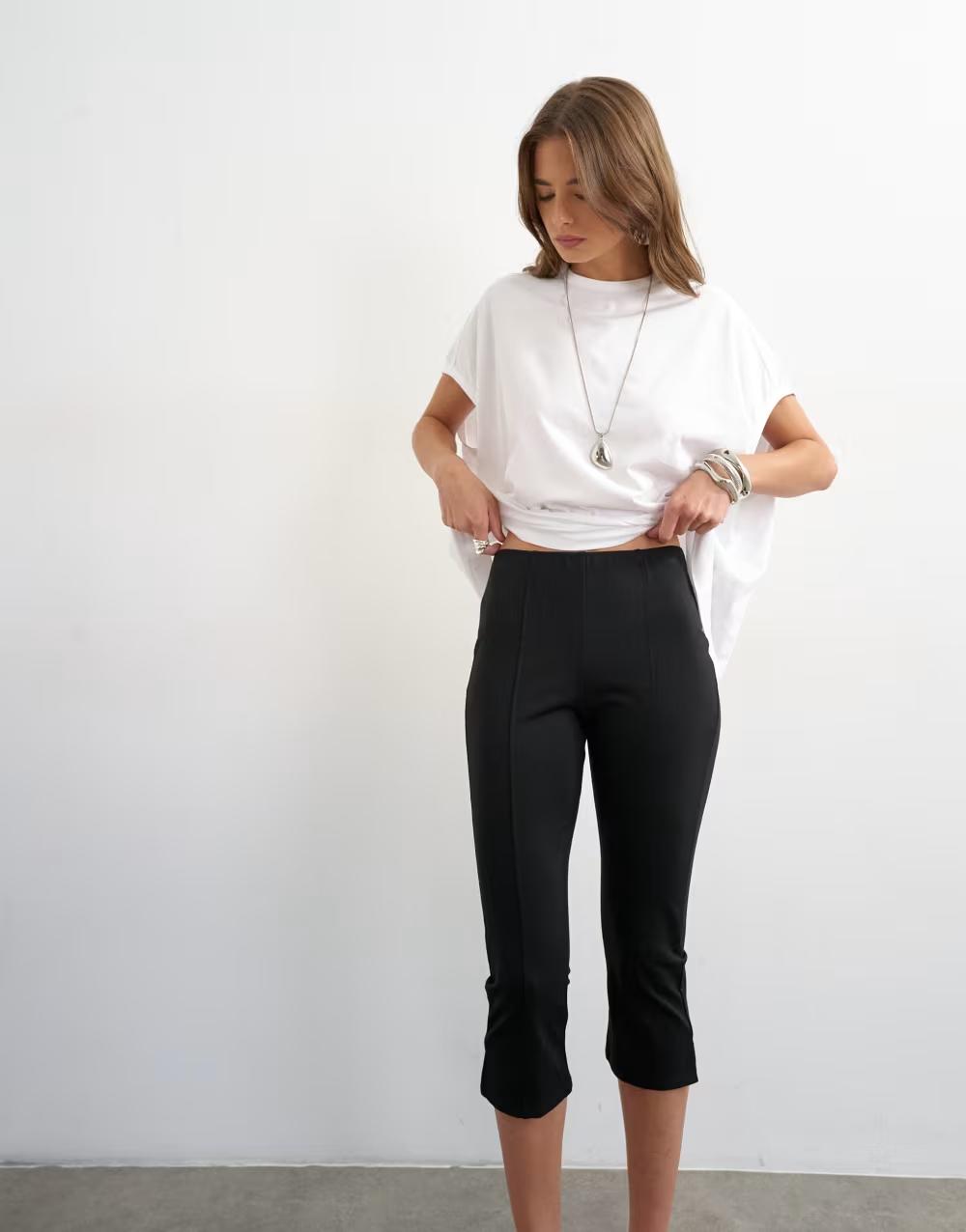 czarne klasyczne legginsy 3/4 nogawka