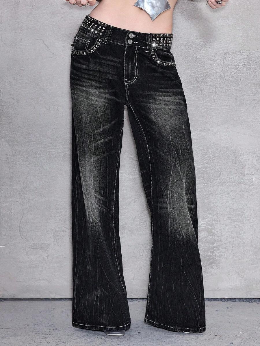 CZARNE SPODNIE JEANS