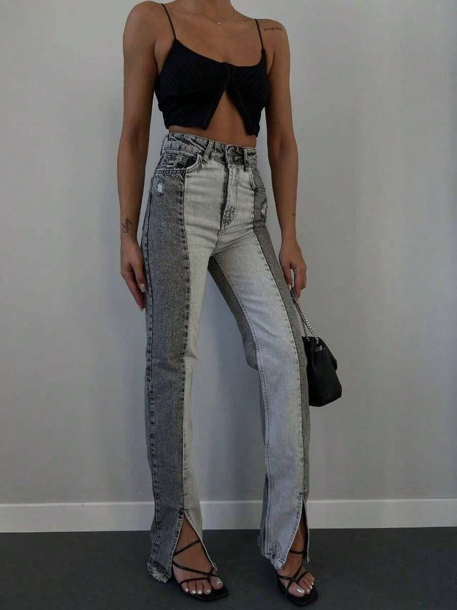SZARE SPODNIE JEANS