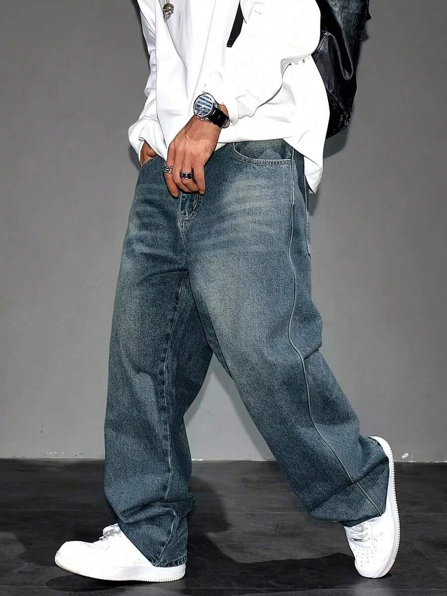 NIEBIESKIE SPODNIE JEANS zamek kieszenie