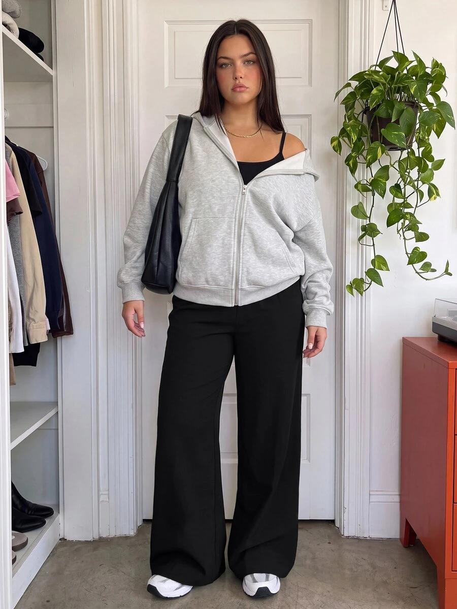 CZARNE PROSTE SPODNIE casual