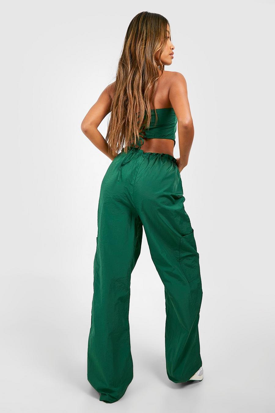luźne zielone spodnie casual ściągacz