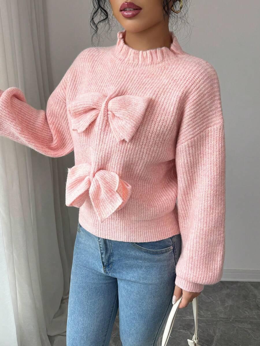 różowy sweter długi rękaw