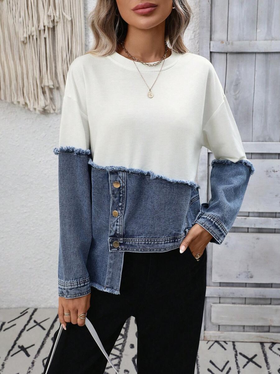 asymetryczna bluza jeans