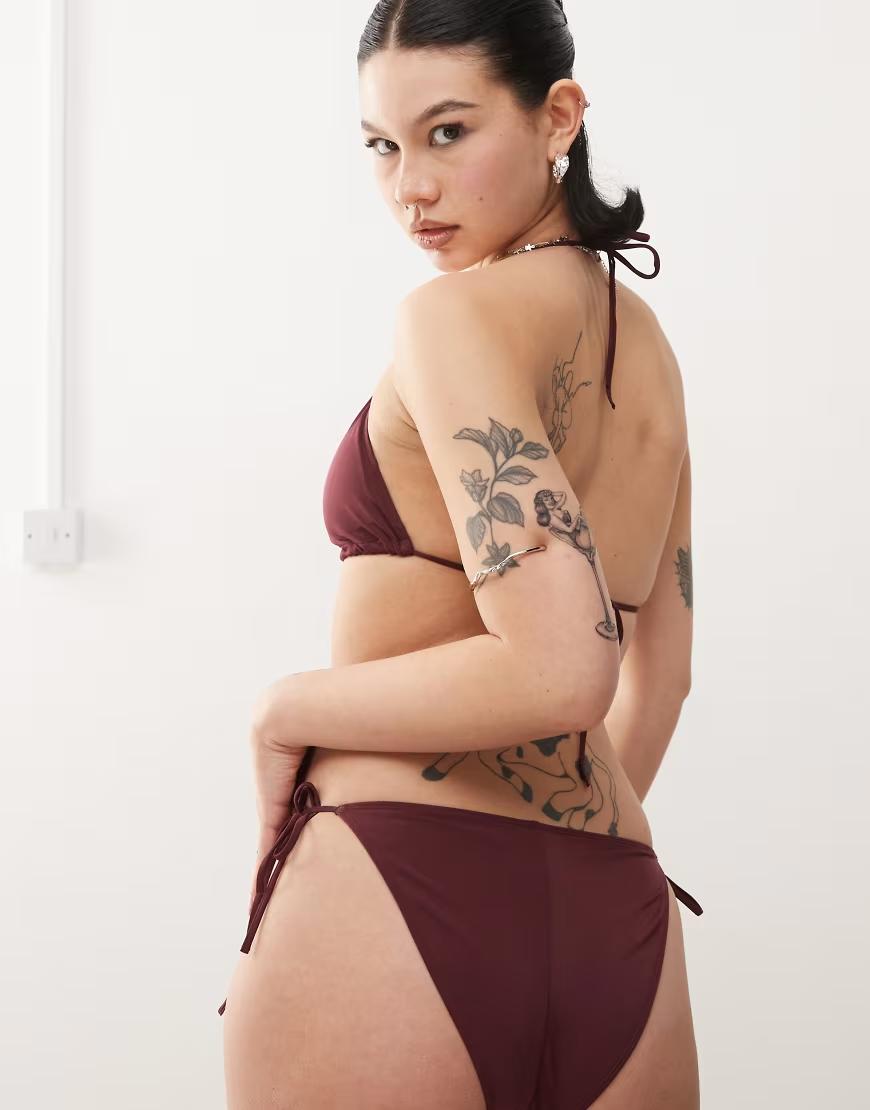 BORDOWY DÓŁ OD BIKINI WIĄZANIE