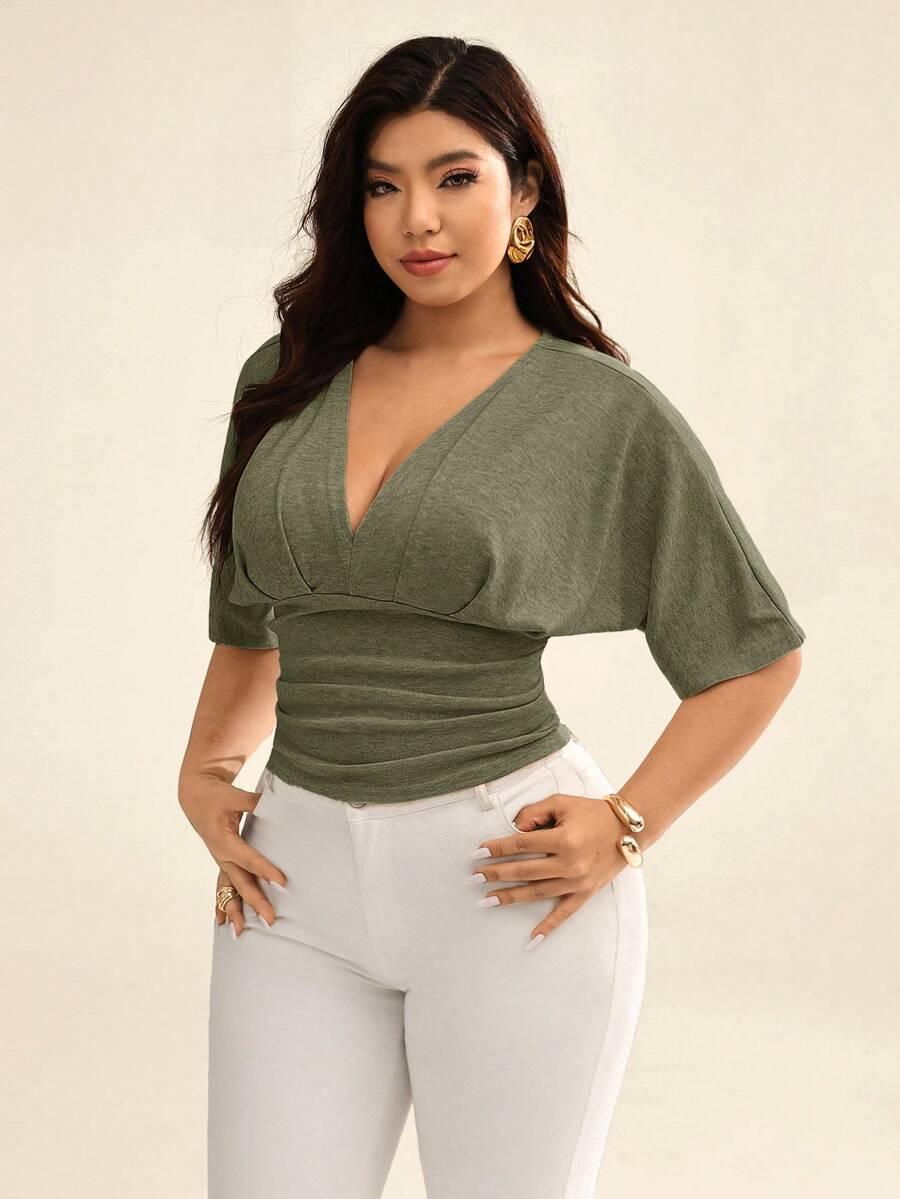 zielona bluzka v-neck