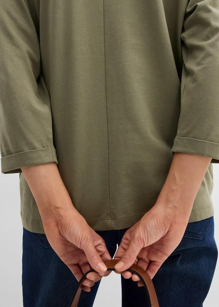BLUZKA DAMSKA PLUS SIZE BAWEŁNA OKRĄGŁY DEKOLT RĘKAW 3/4