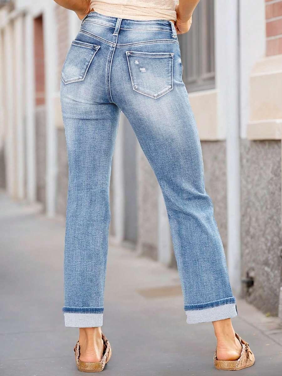 NIEBIESKIE JEANSY PRZETARCIA