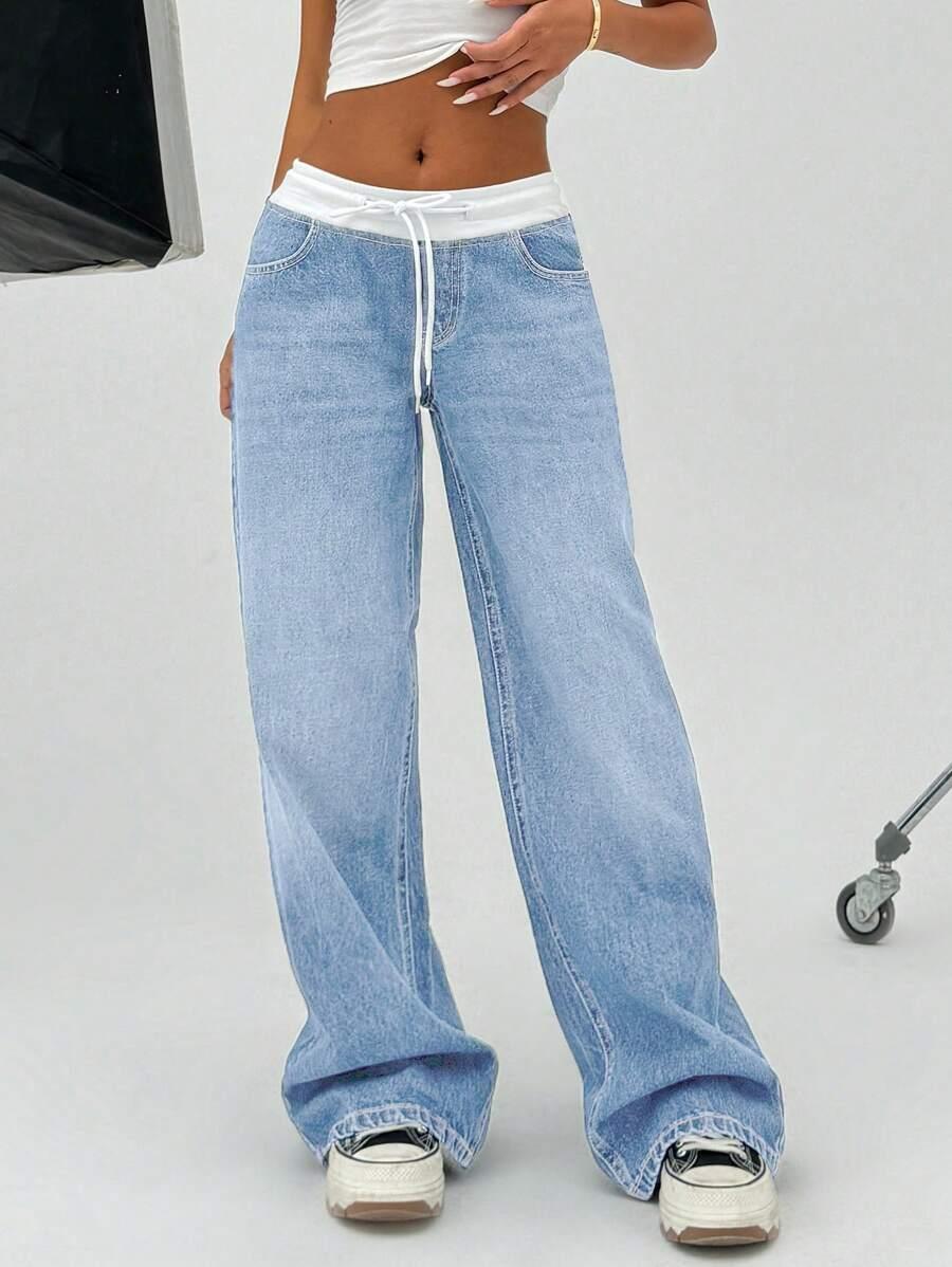SPODNIE BAGGY JEANS WIĄZANIE