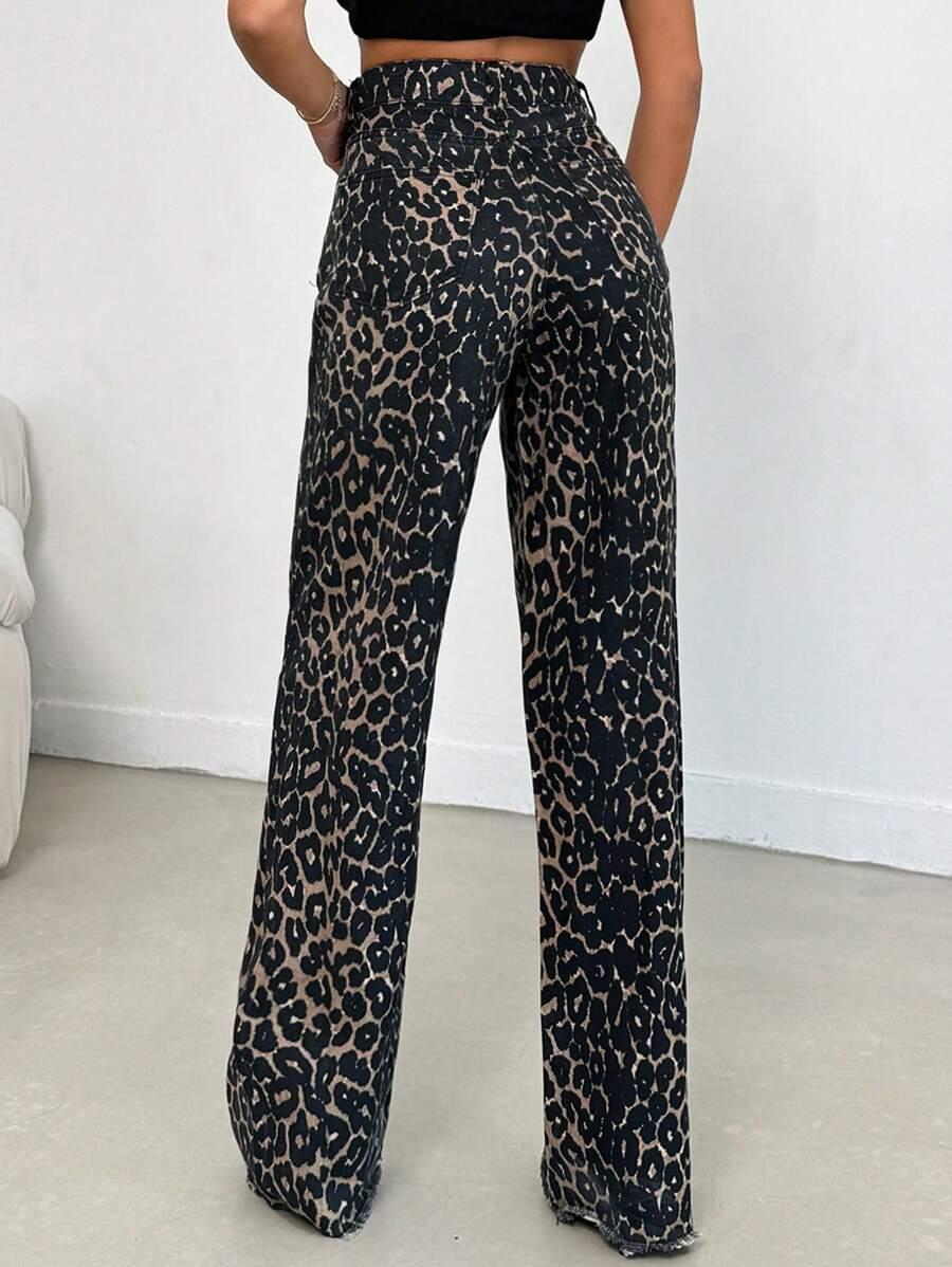 SPODNIE JEANS WYSOKI STAN ANIMAL PRINT