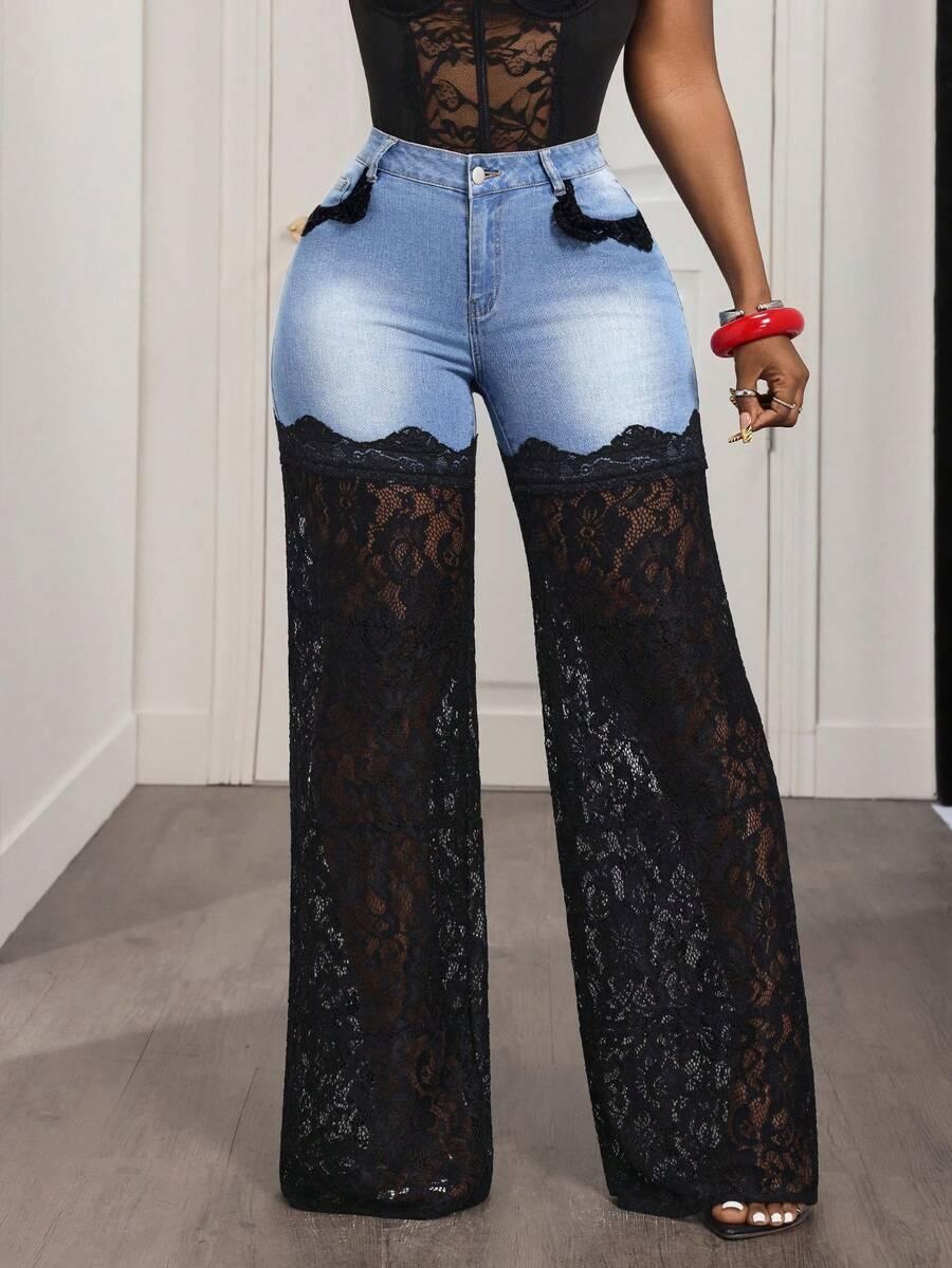 SPODNIE JEANS KORONKA