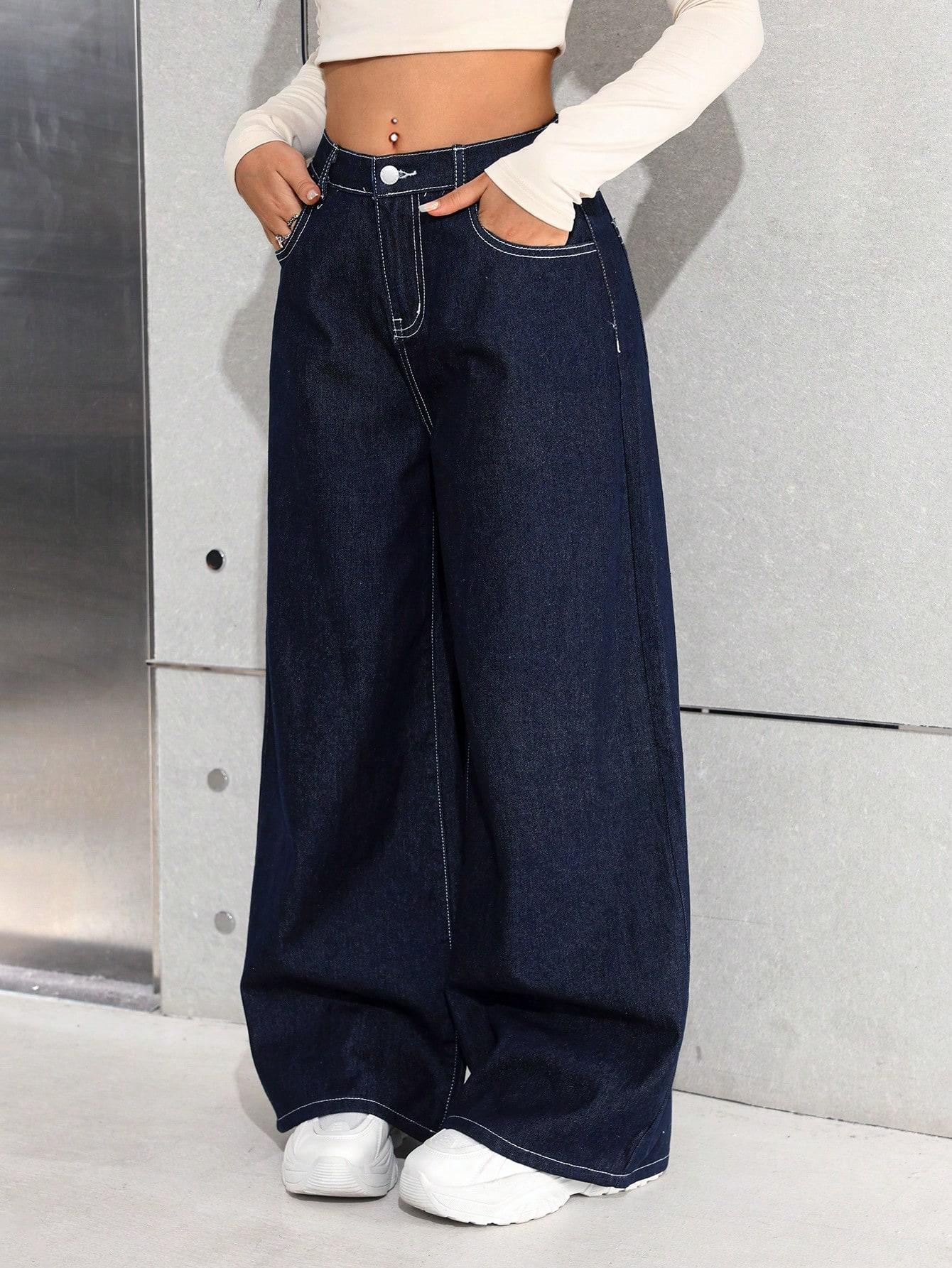 GRANATOWE SPODNIE JEANS