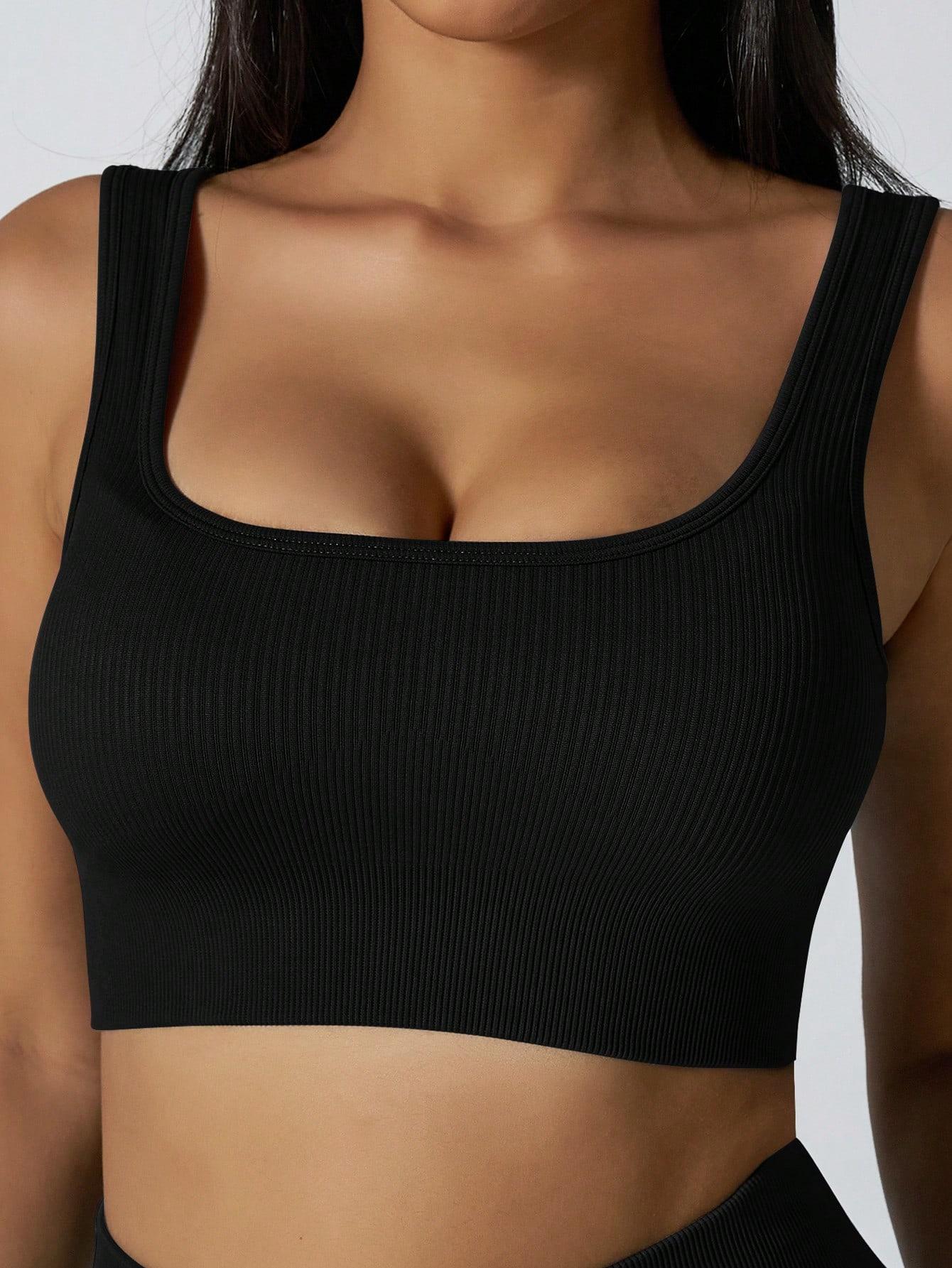 CZARNY KOMPLET TOP LEGGINSY PRĄŻKI 