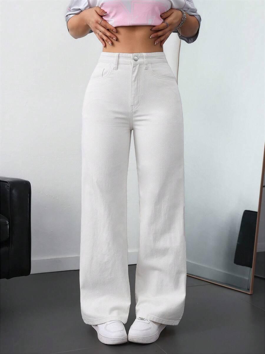BIAŁE SPODNIE JEANS