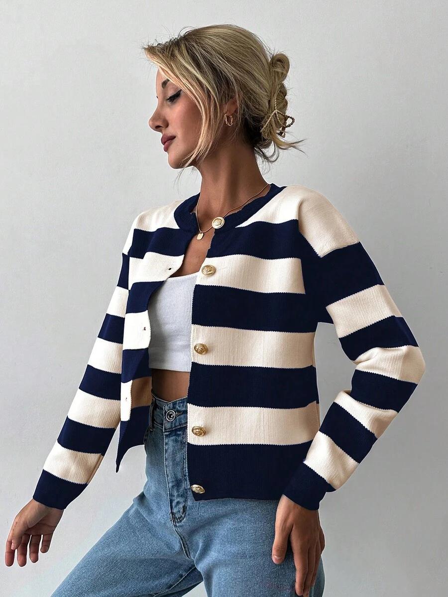 sweter kardigan paski guziki 