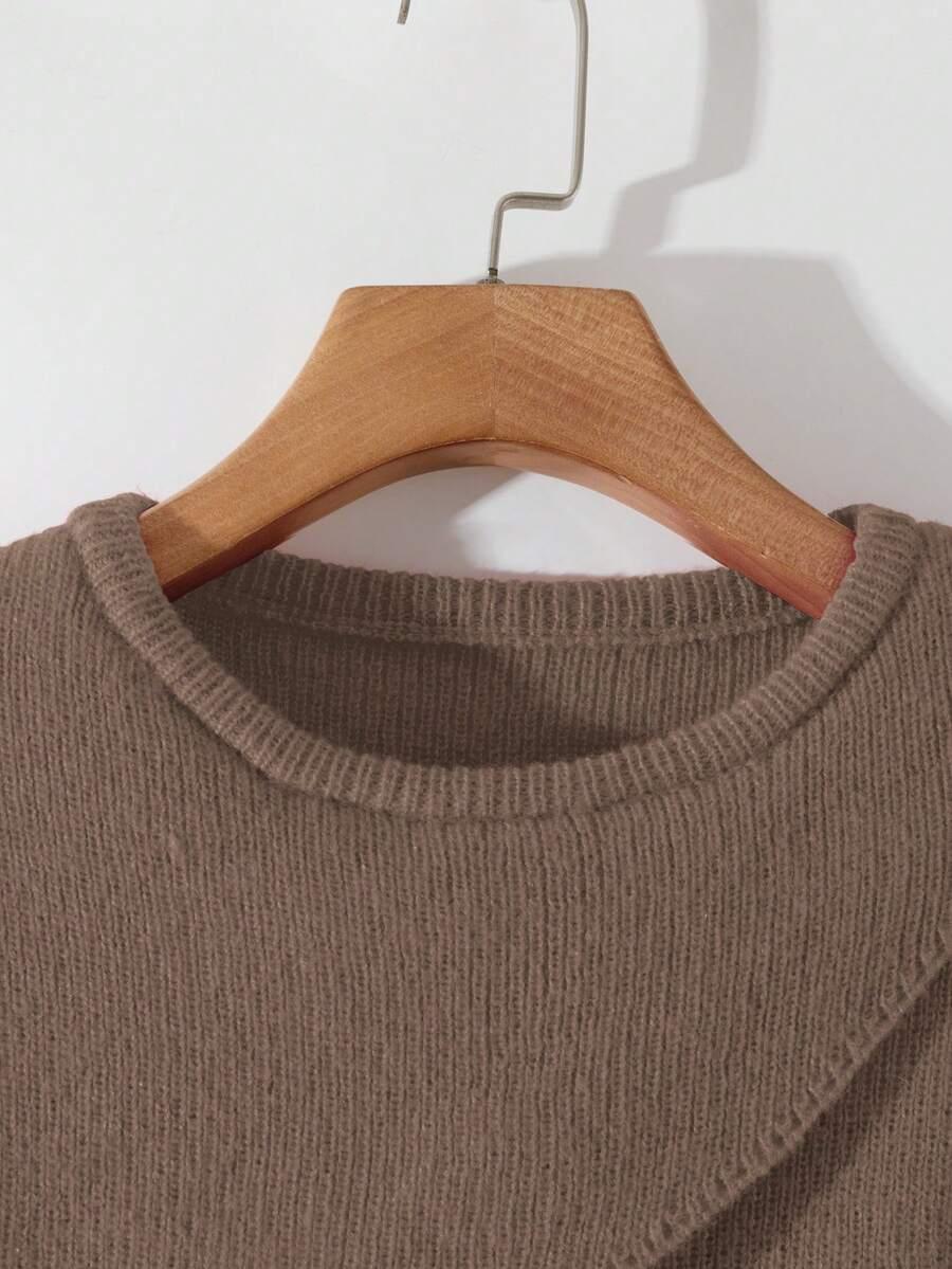 BRĄZOWY SWETER DŁUGI RĘKAW