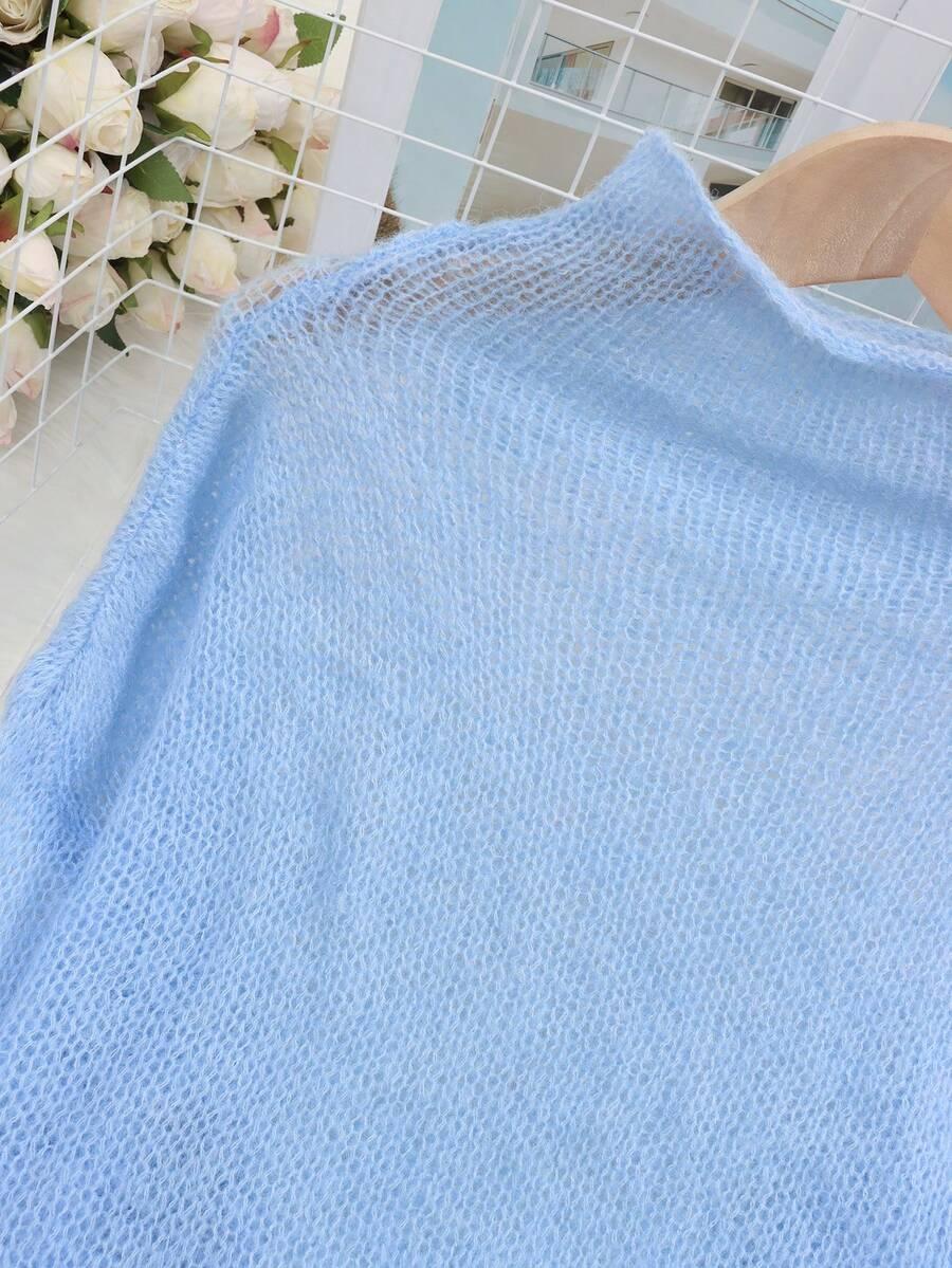 NIEBIESKI SWETER GOLF z domieszką wełny