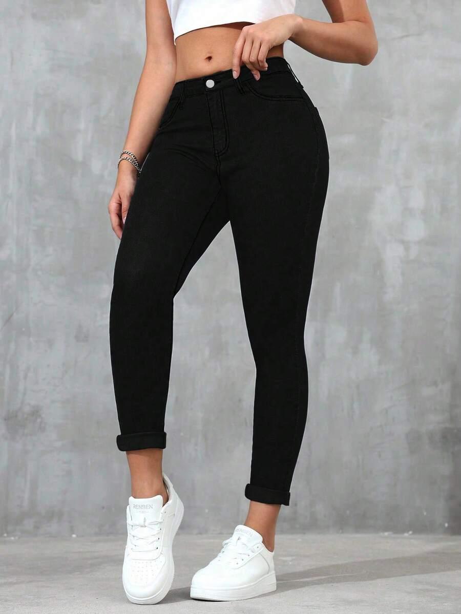 CZARNE SPODNIE JEANS