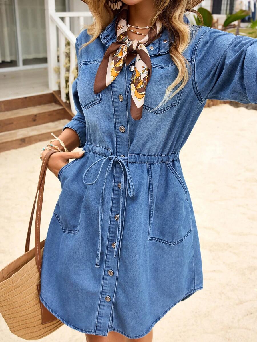 niebieska sukienka jeans 