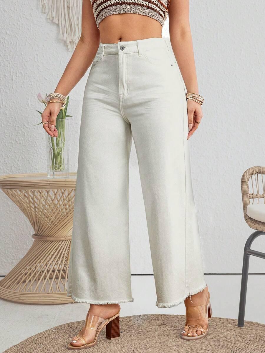 BEŻOWE SPODNIE JEANS