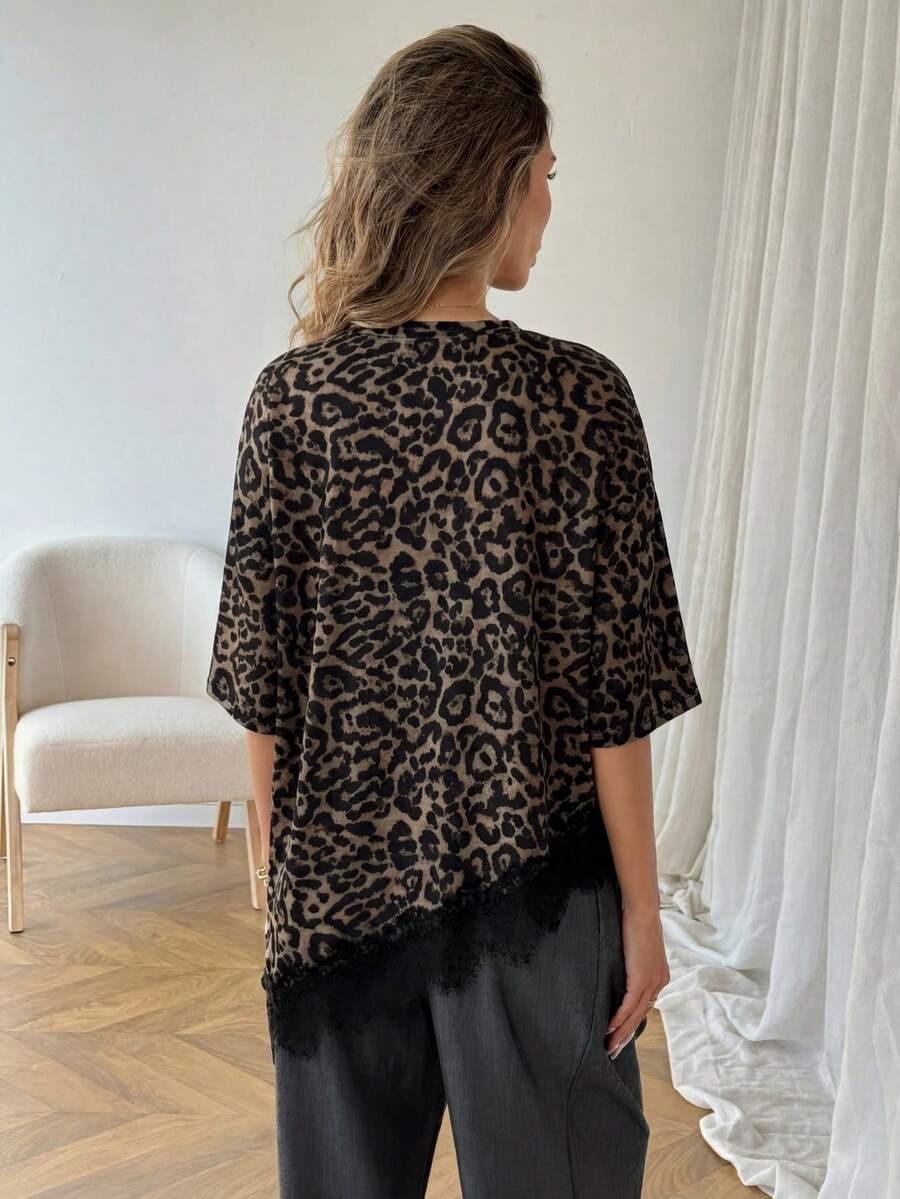 asymetryczna bluzka animal print