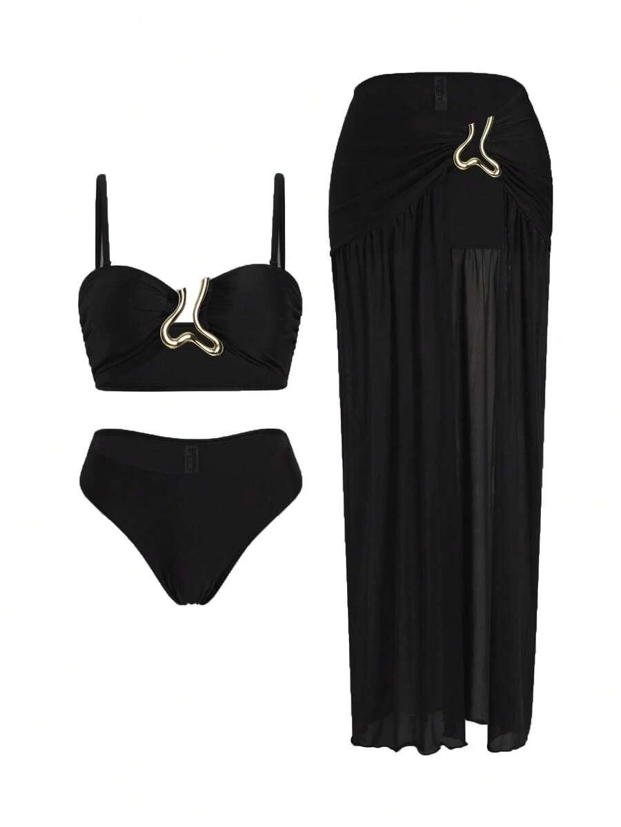 czarna góra od bikini zdobienie