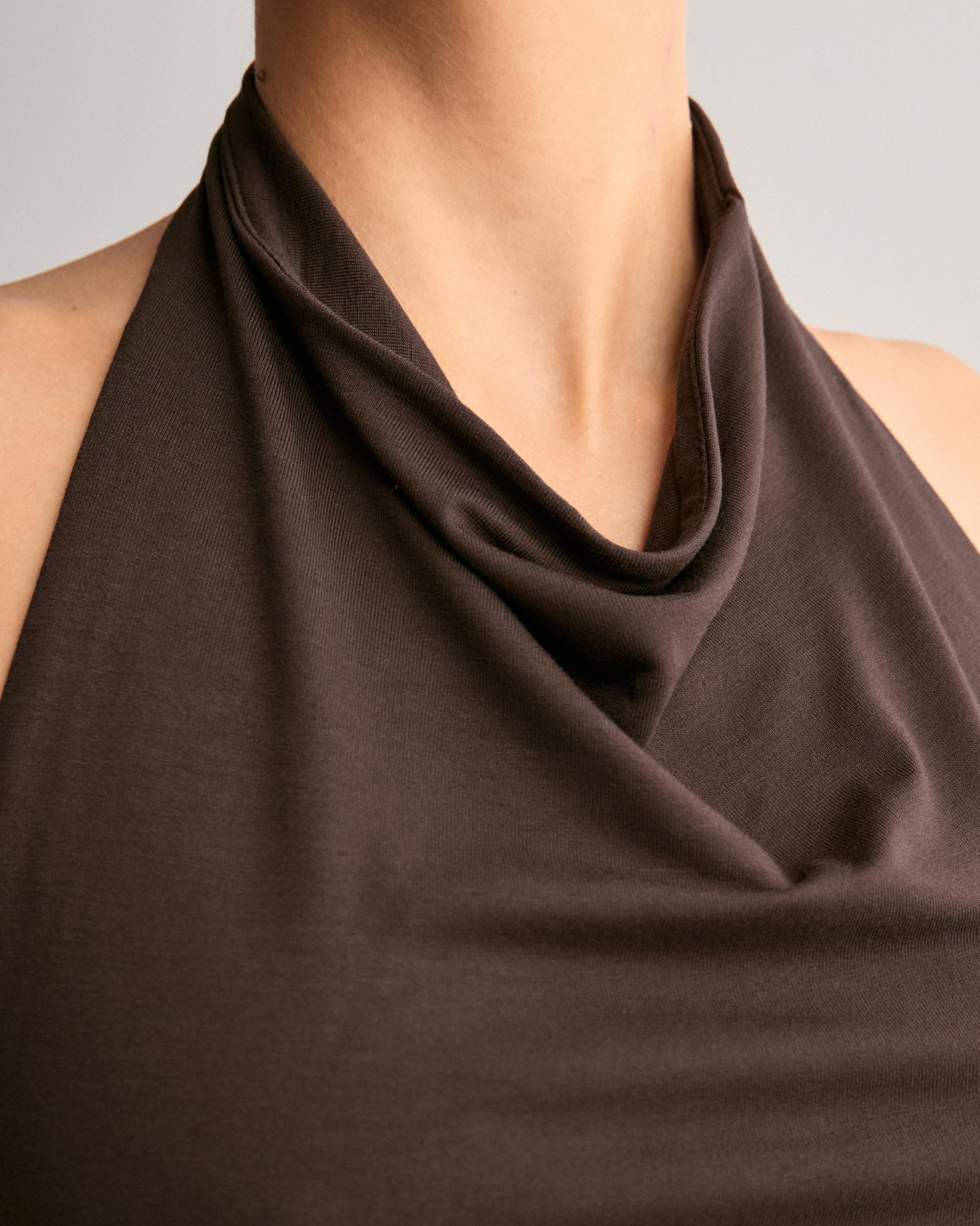gładki brązowy top bez rękawów wiskoza halter