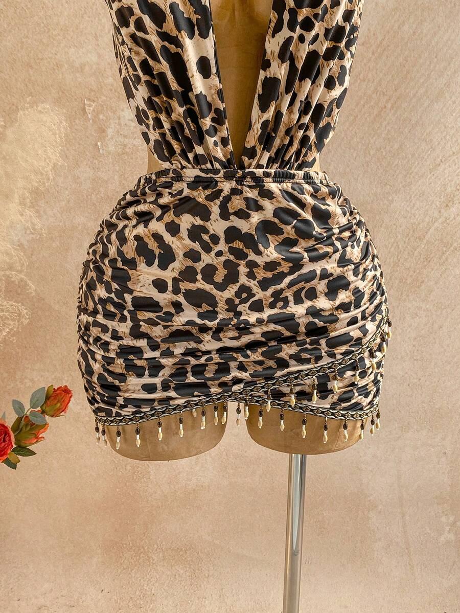 MINI SUKIENKA odkryte plecy ANIMAL PRINT