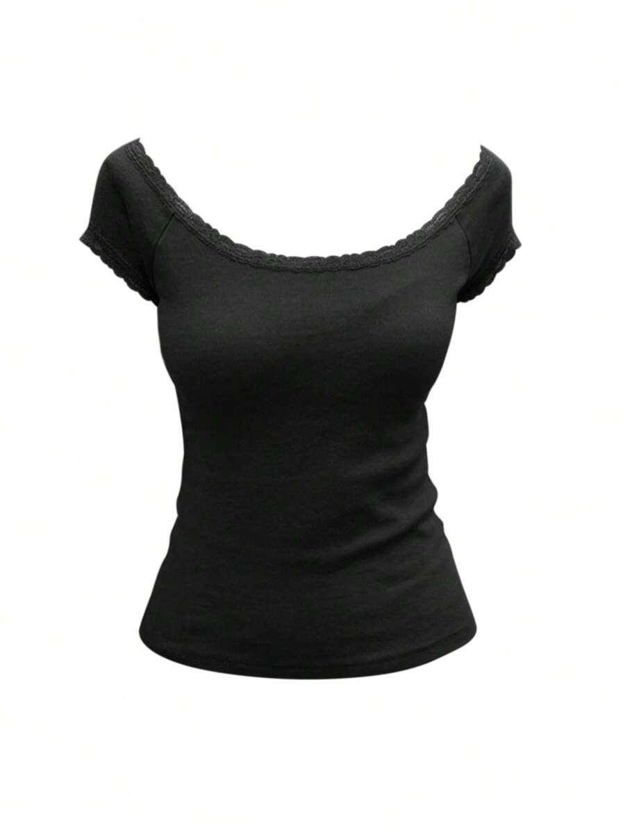 CZARNY TOP KORONKA