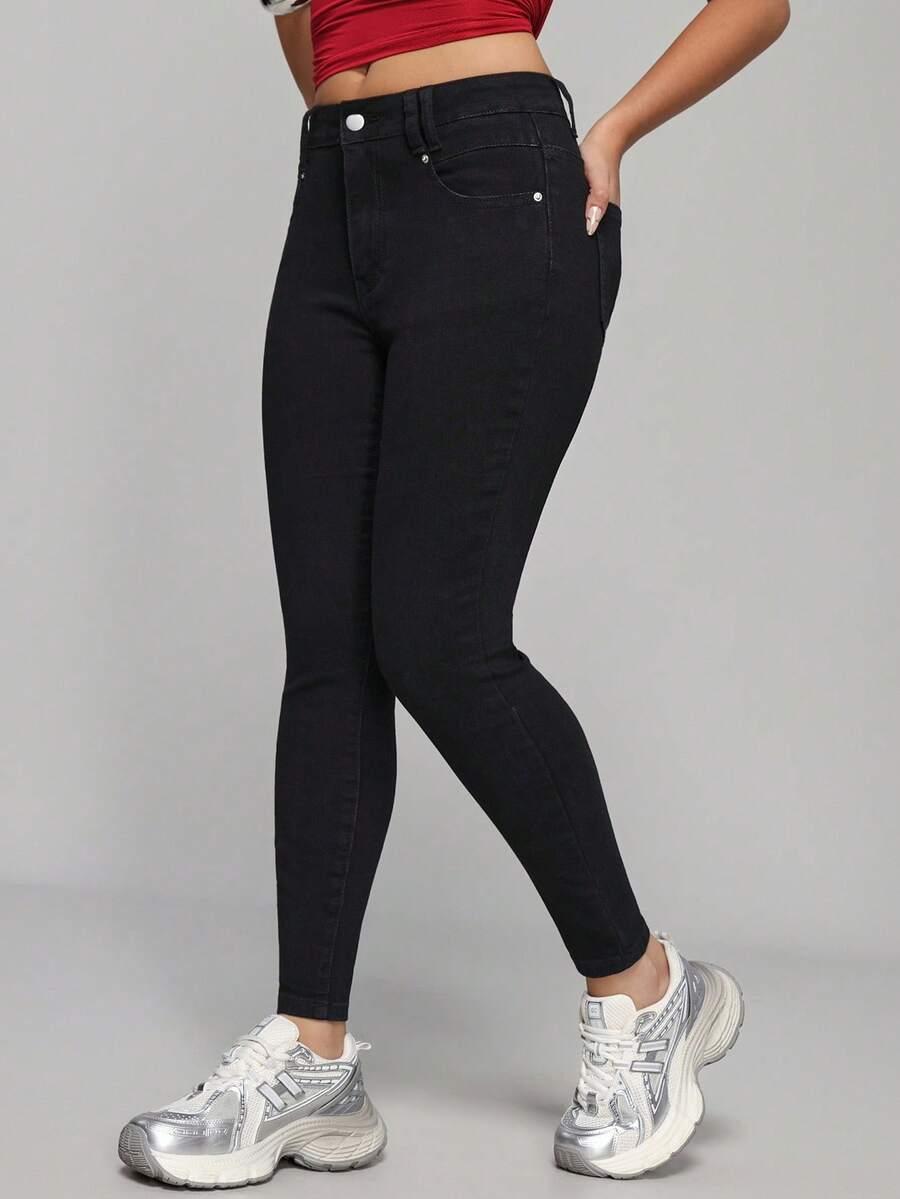 CZARNE SPODNIE JEANS