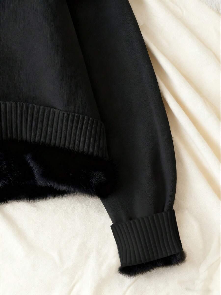 CZARNY ocieplany sweter golf