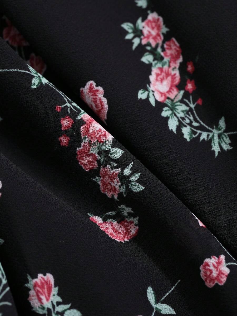sukienka wzór kwiaty v neck