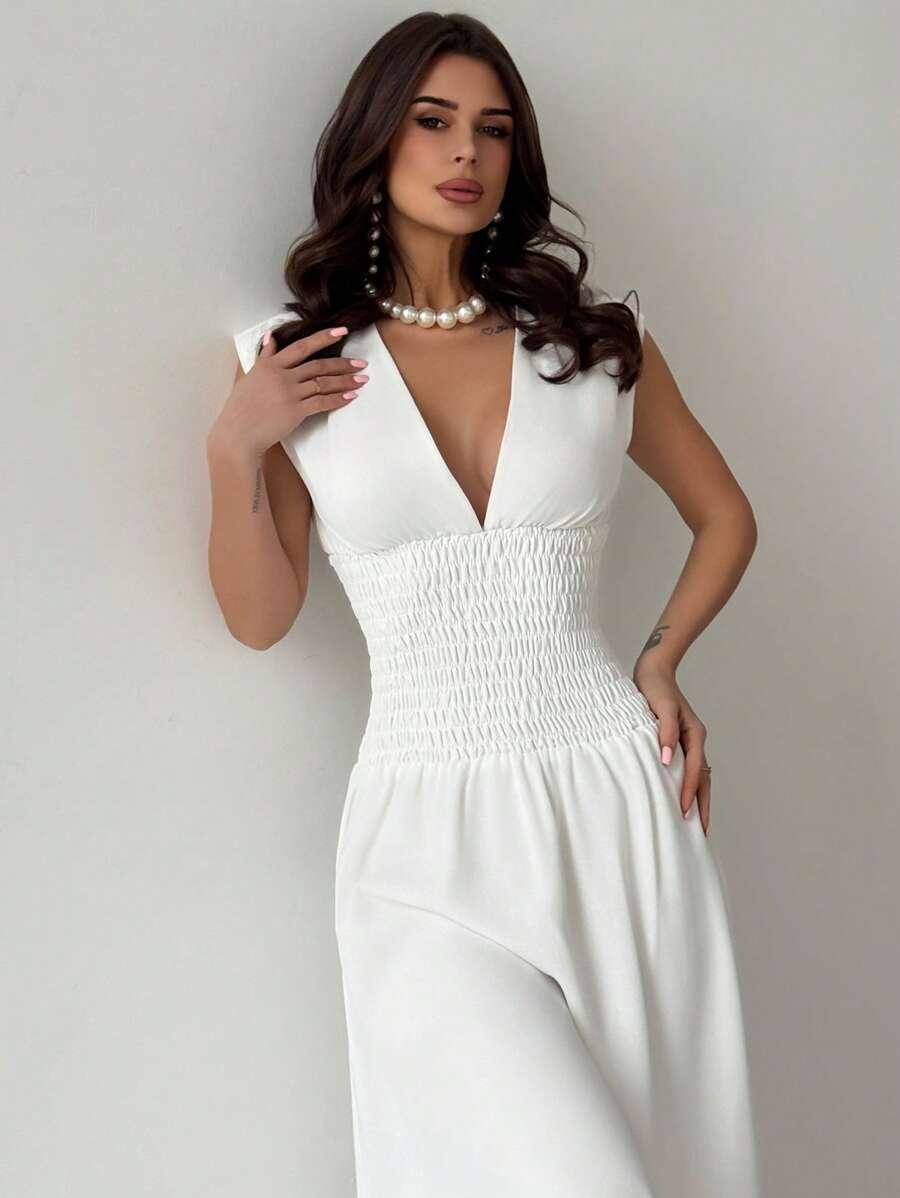 BIAŁA SUKIENKA V-NECK