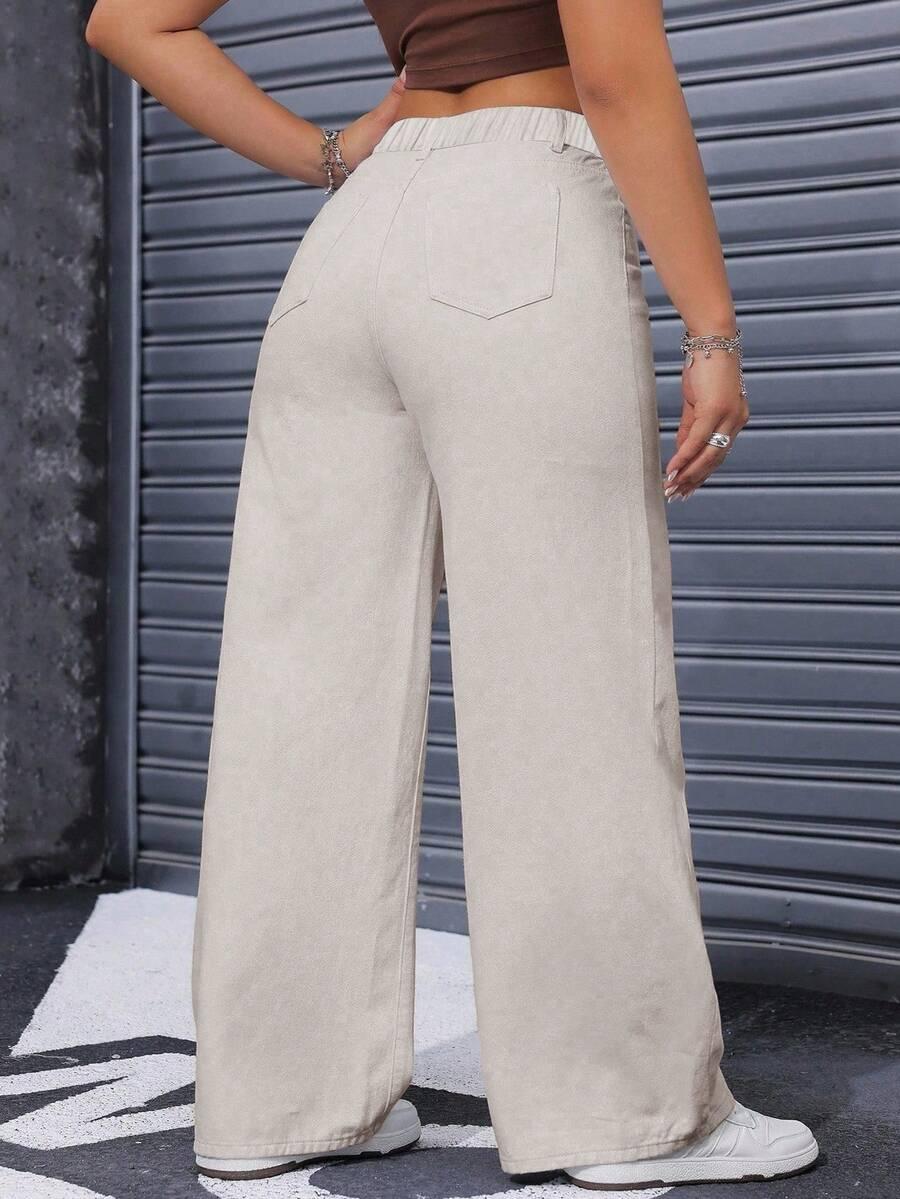 BEŻOWE SPODNIE JEANS