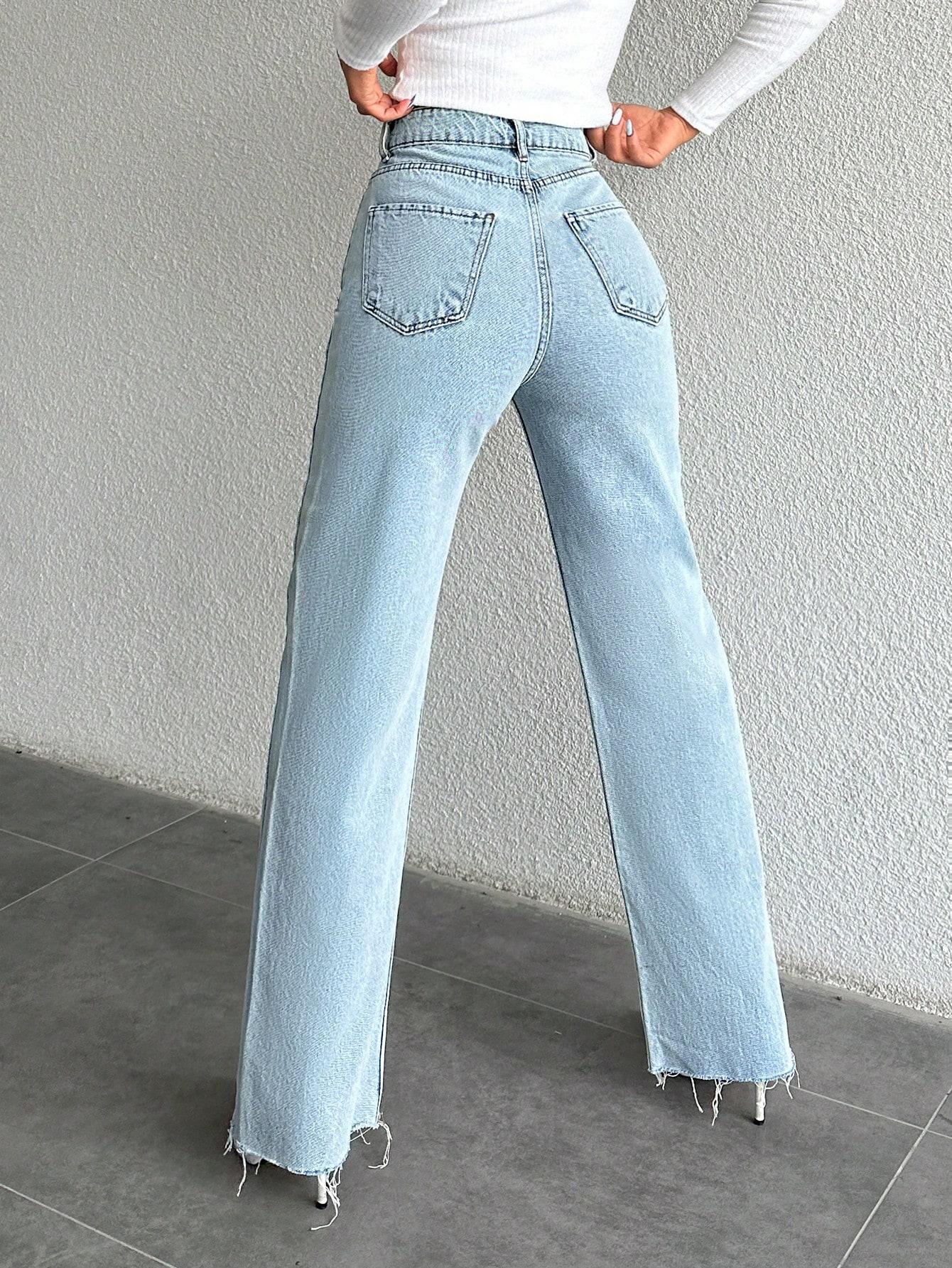 NIEBIESKIE PROSTE SPODNIE JEANS