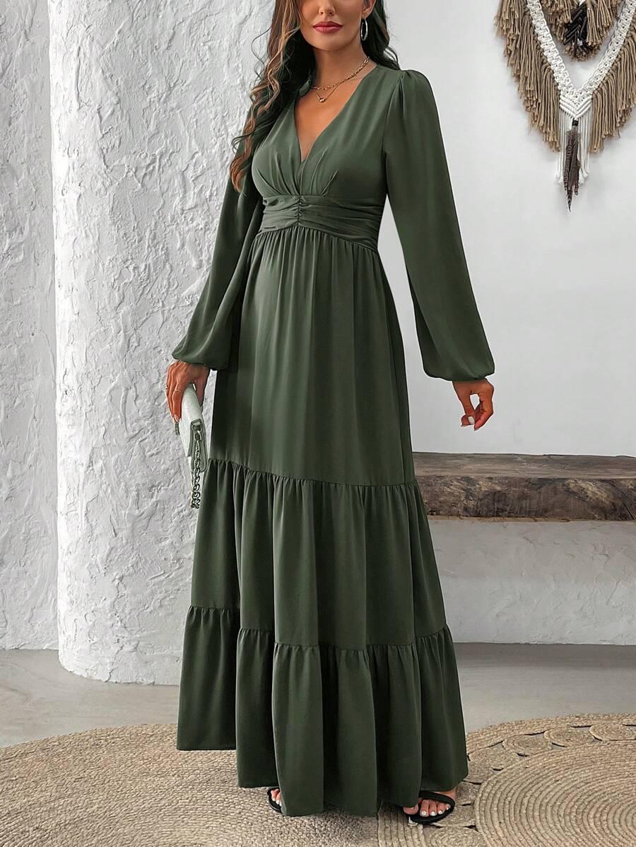 maxi sukienka v neck 