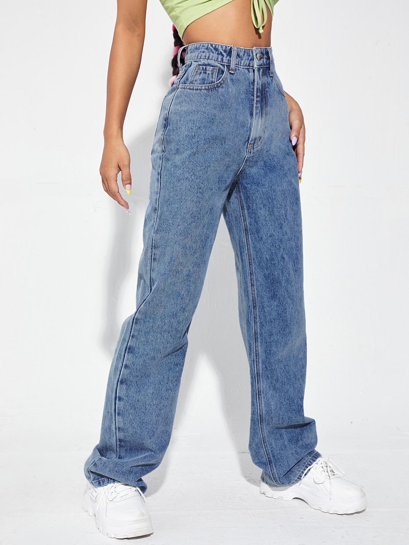 spodnie jeans Z WYSOKIM STANEM
