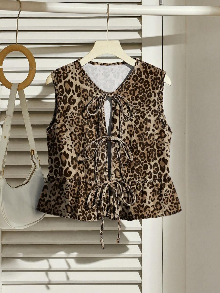 WIĄZANY TOP ANIMAL PRINT 