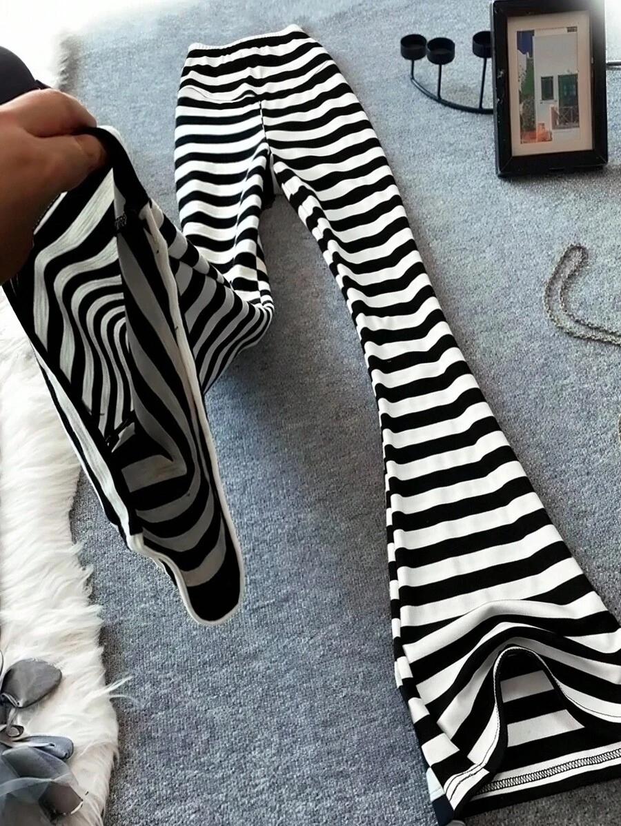 legginsy dzwony paski