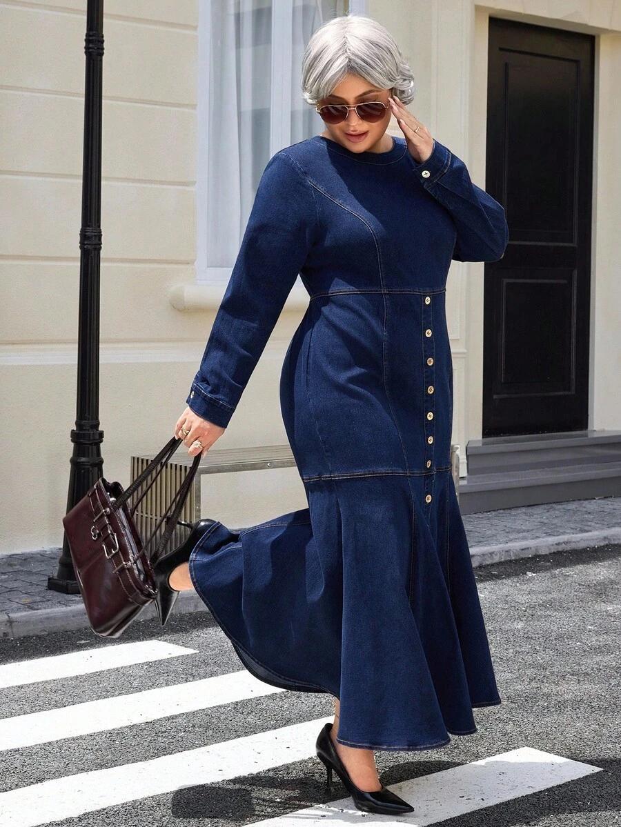niebieska maxi sukienka jeans 