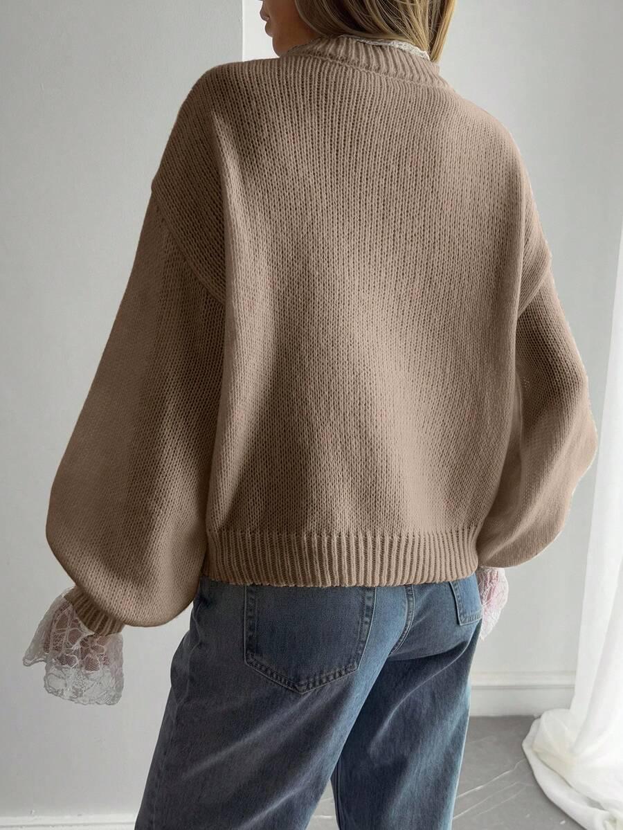 BEŻOWY SWETER KORONKA