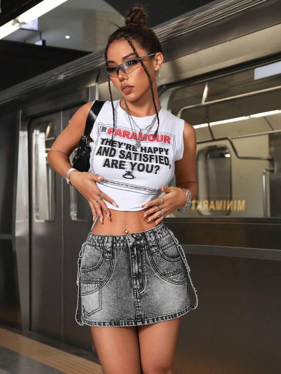 szara mini spódnica