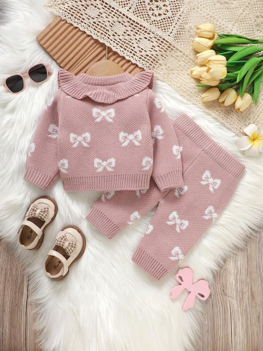 komplet niemowlęcy sweter spodnie wzór