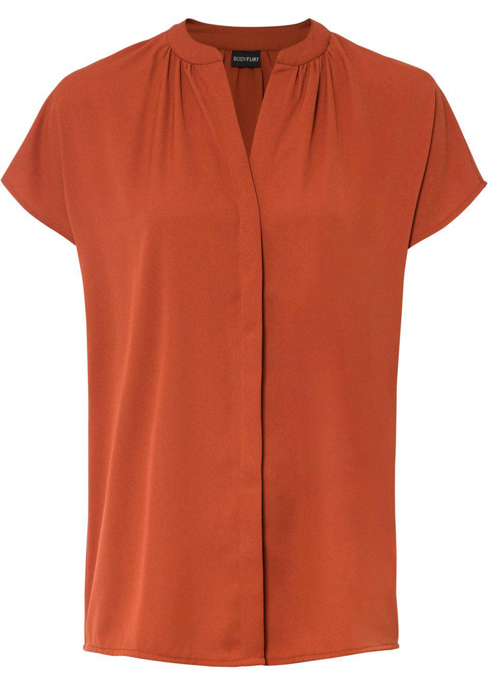pomarańczowa bluzka v-neck